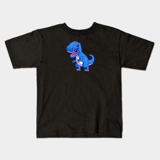 Cute Blue Dinosaur Cartoon Kids T-Shirt